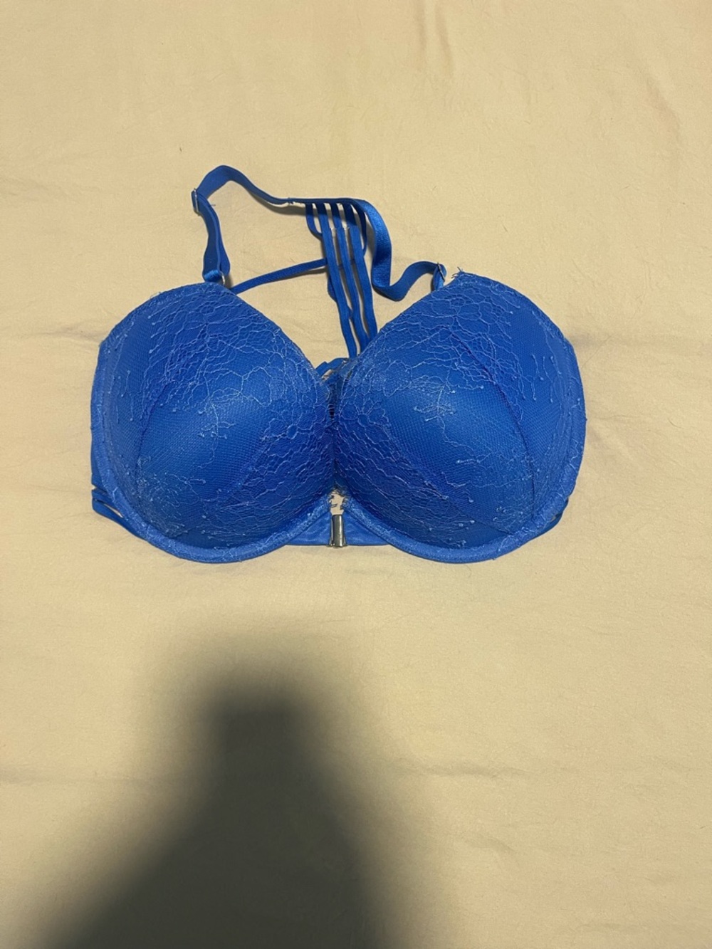 Victoria’s Secret Blue Lace Push-Up Bra with Strappy Racer Back 34DD